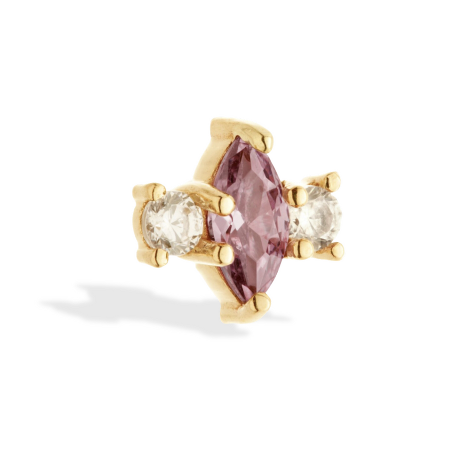 Amethyst Cluster Piercing Stud in 14K Solid Gold