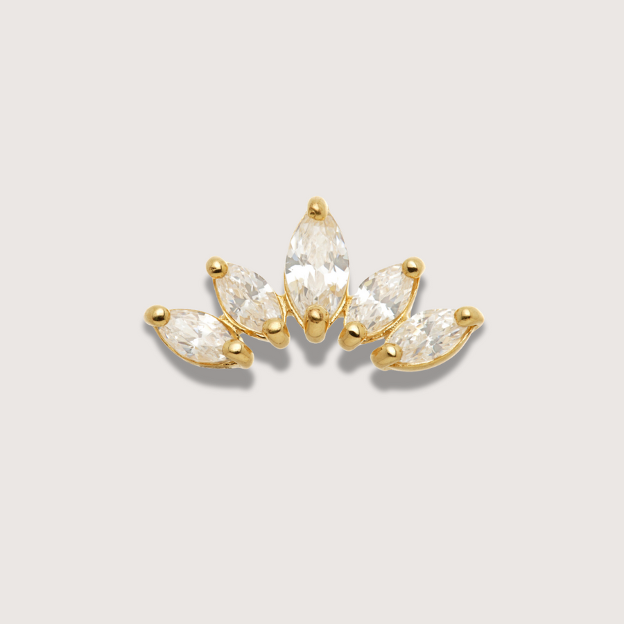 Marquise Crown Piercing Stud in 14ct Solid Gold