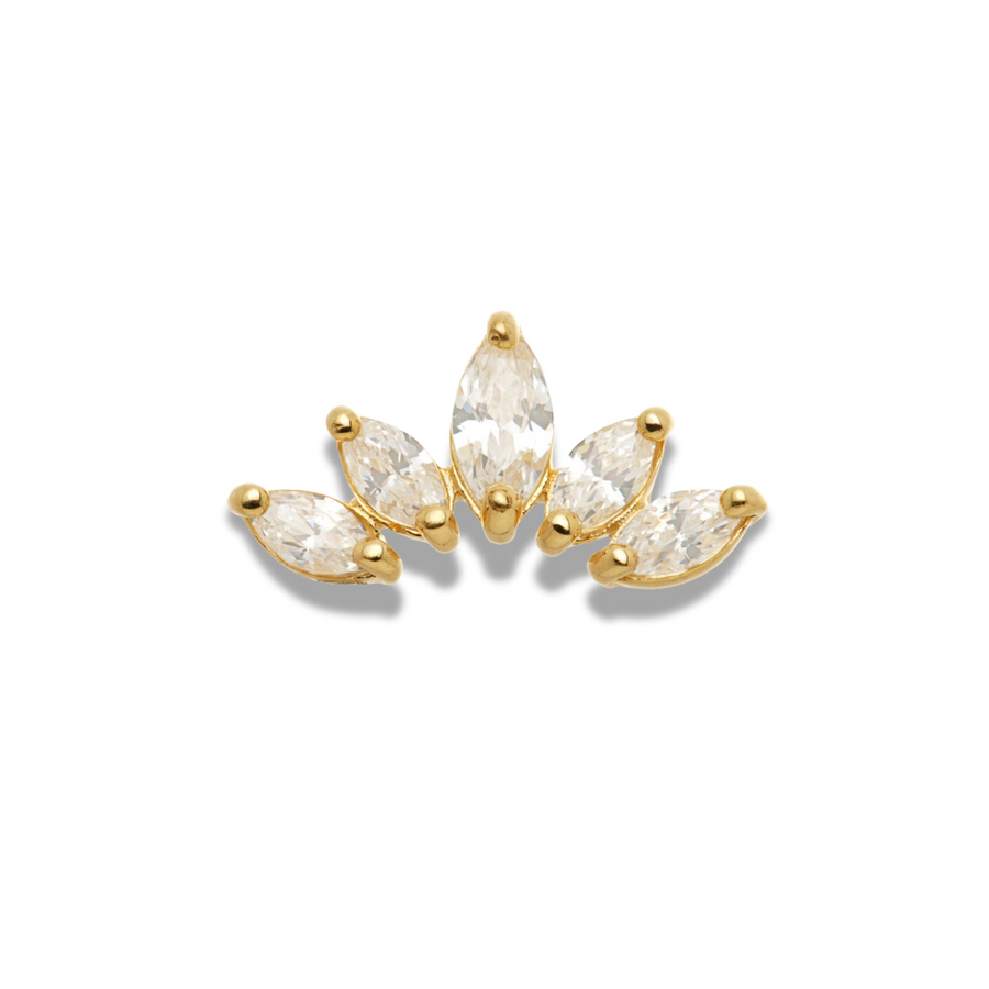 Marquise Crown Piercing Stud in 14ct Solid Gold