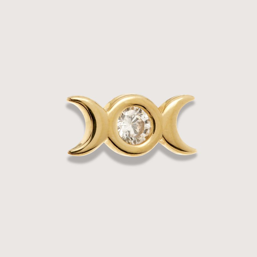 Moon Phase Piercing Stud in 14ct Solid Gold