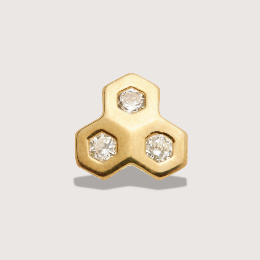 Honeycomb Piercing Stud in 14ct Solid Gold