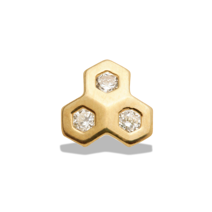 Honeycomb Piercing Stud in 14ct Solid Gold