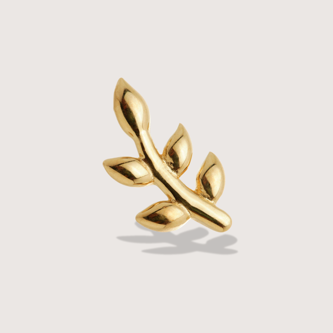 Vine Leaf Piercing Stud in 14K Solid Gold
