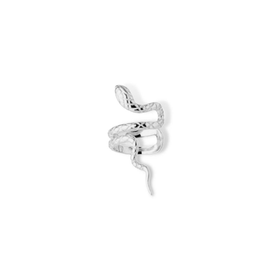 Textured Snake Ear Cuff In Silver