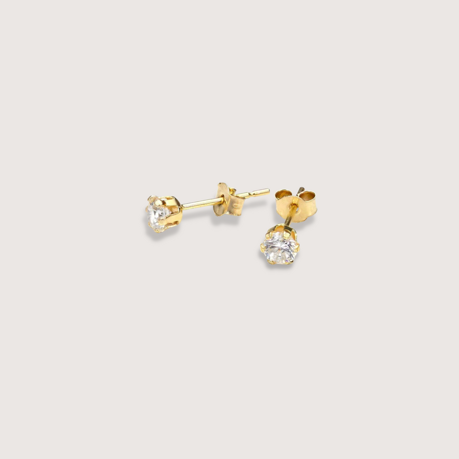 Crystal Stud Earrings In Gold