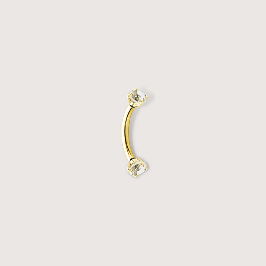 Crystal Curved Barbell In Gold