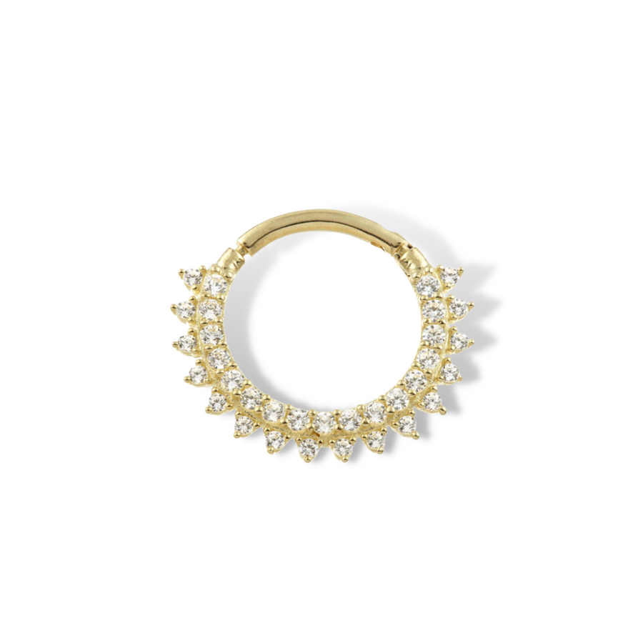 Double Pavé Daith or Septum Hoop in 14K Solid Gold