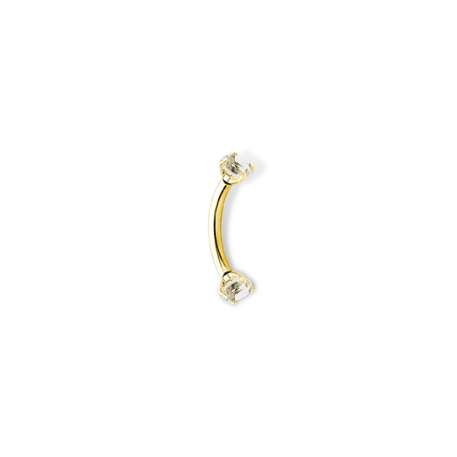 Crystal Curved Barbell In Gold