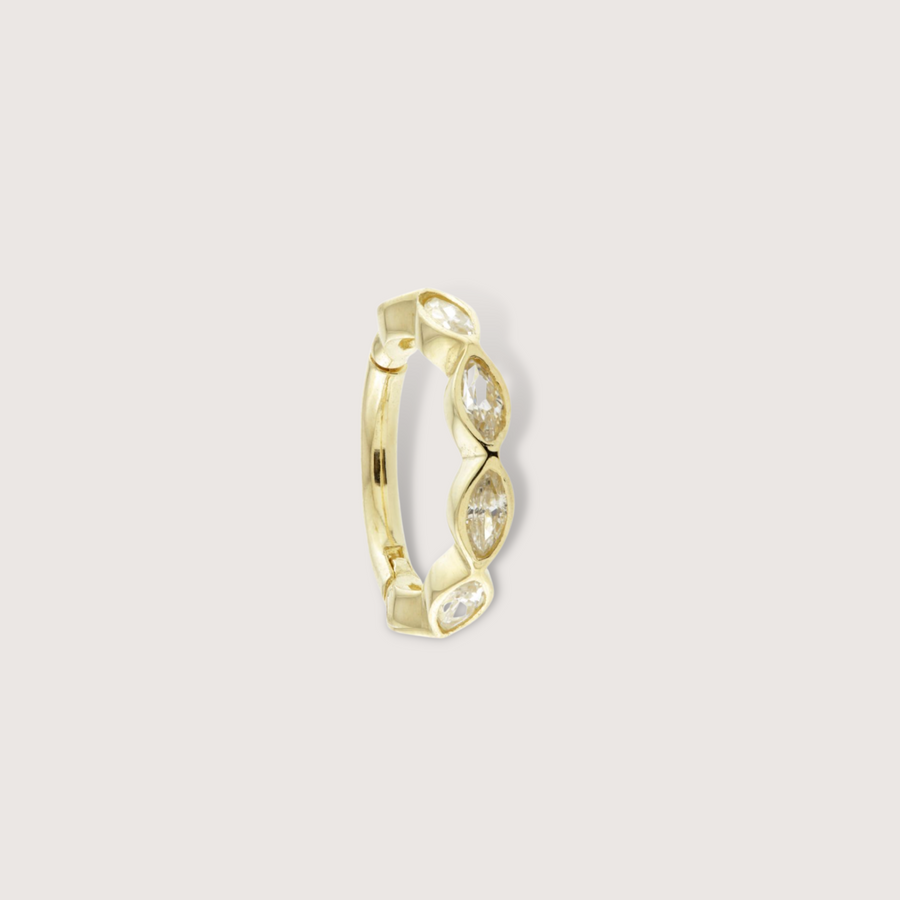 Marquise Crystal Pavé Huggie in 14K Solid Gold