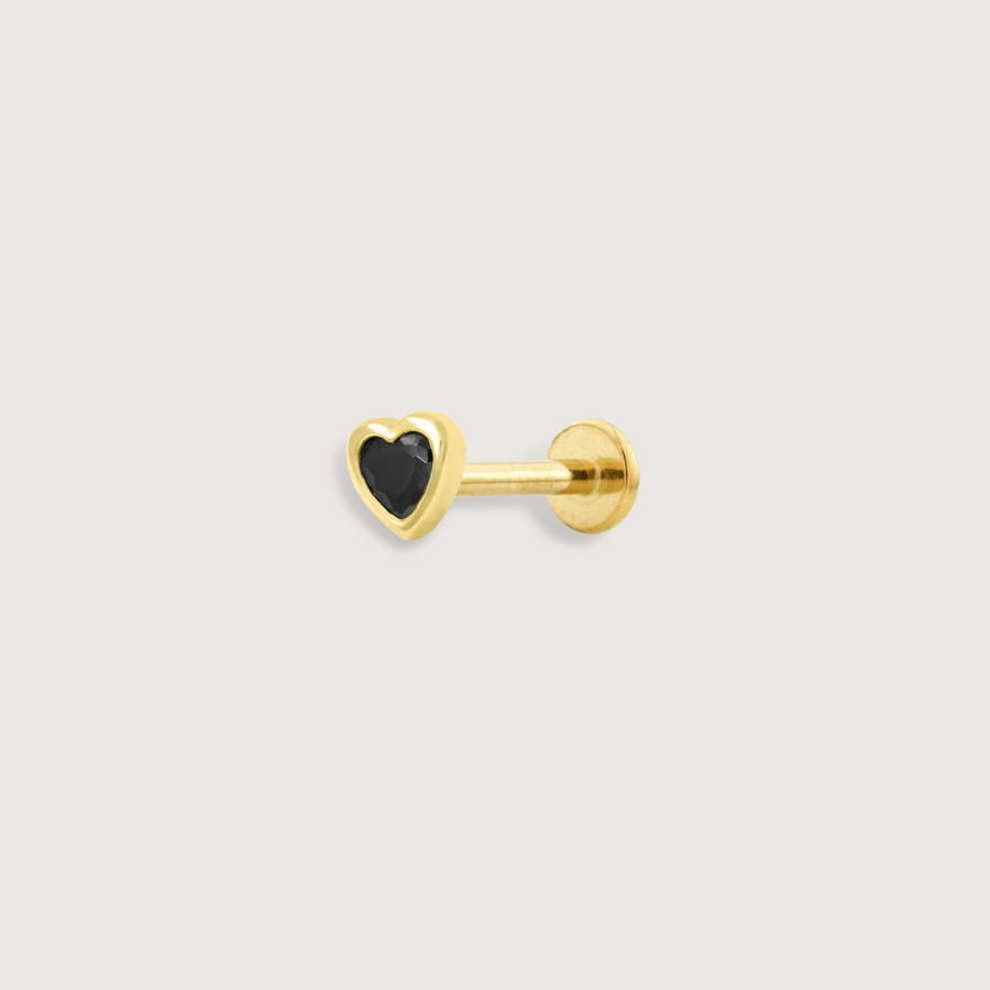 Junipurr Black Heart Piercing Stud in 14K Solid Gold
