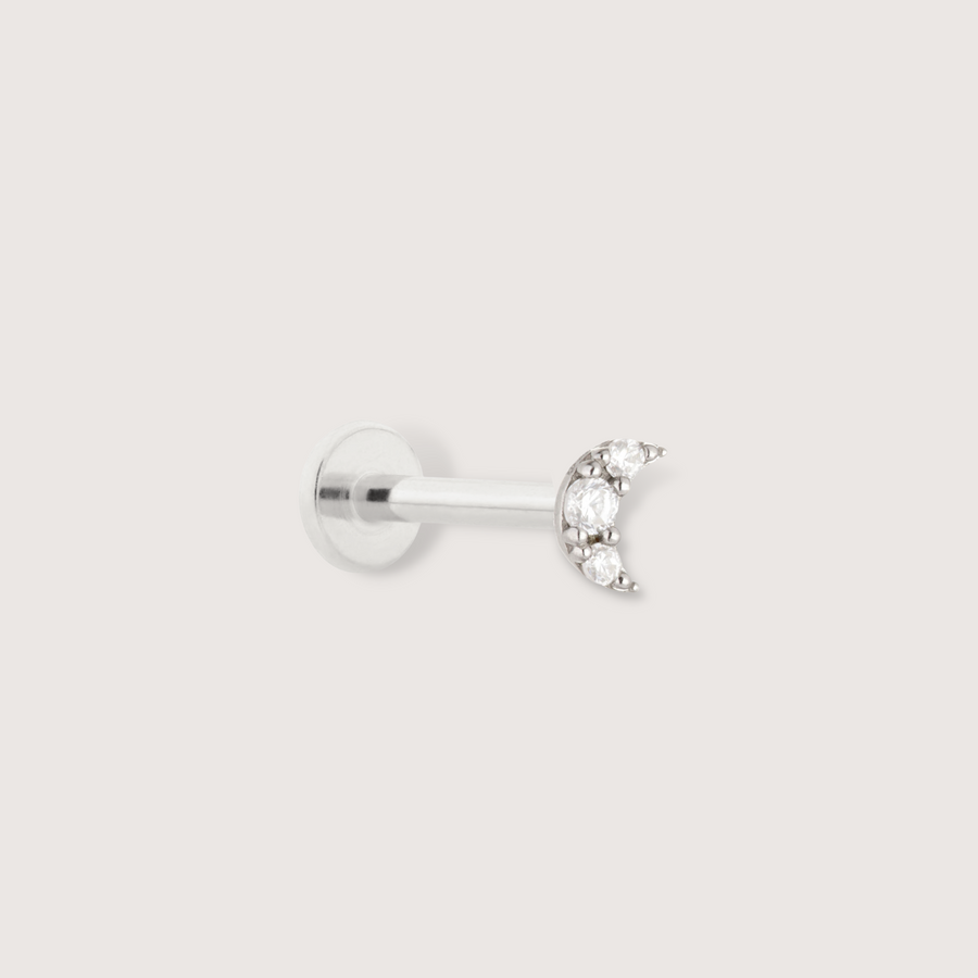 Sparkly Moon Piercing Stud in 14K Solid Gold