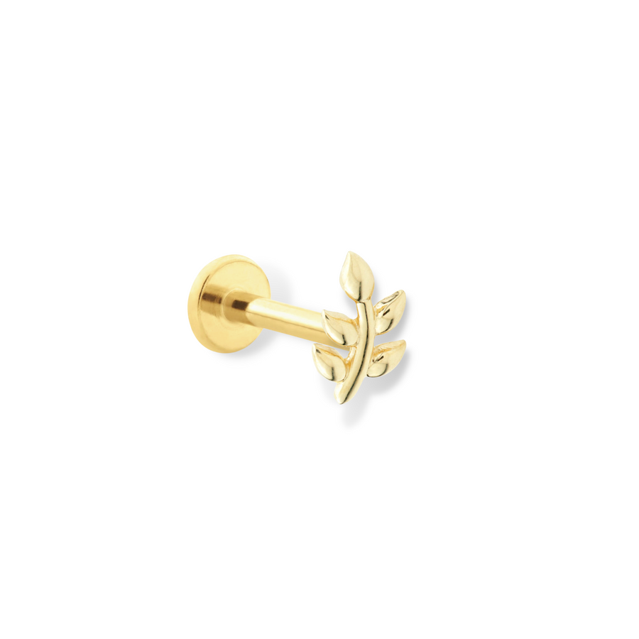 Vine Leaf Piercing Stud in 14K Solid Gold