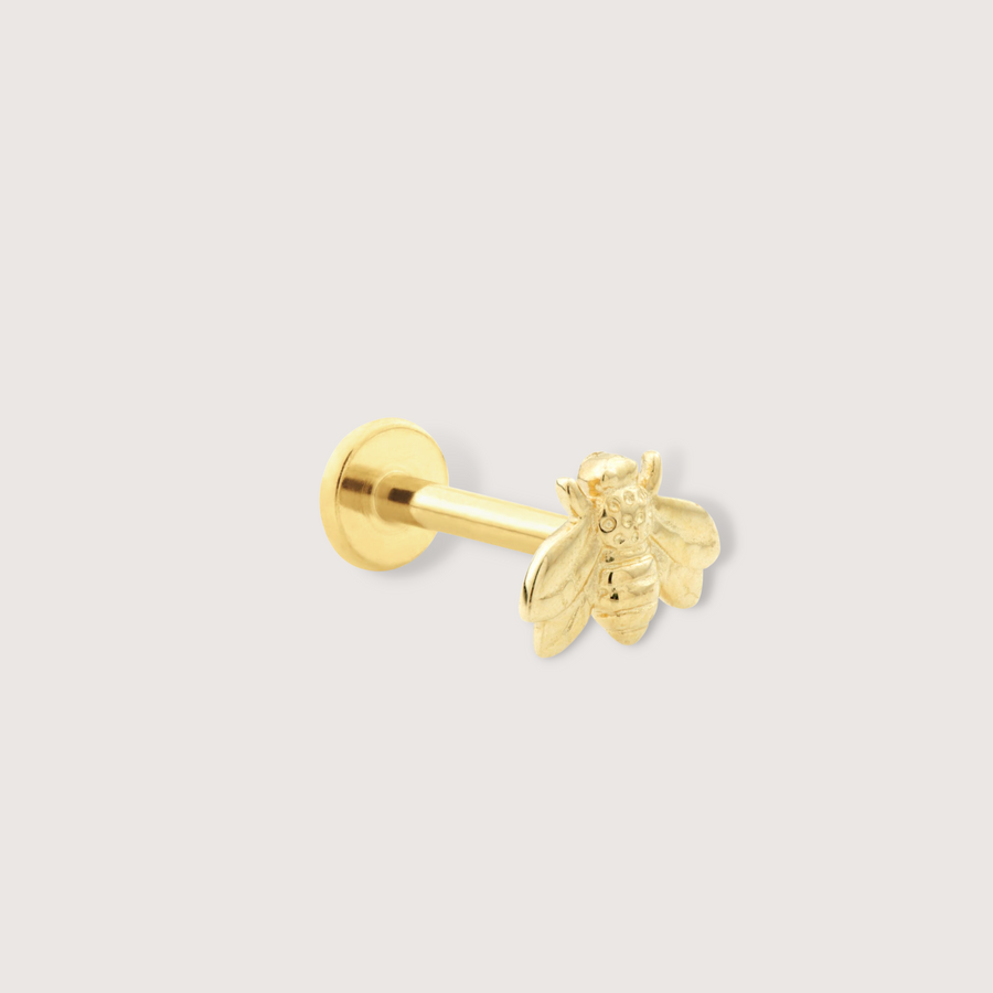 Lucky Bee Piercing Stud in 14K Solid Gold
