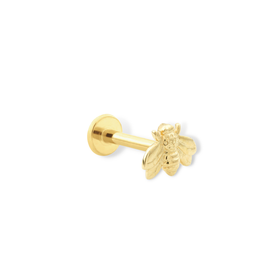 Lucky Bee Piercing Stud in 14K Solid Gold