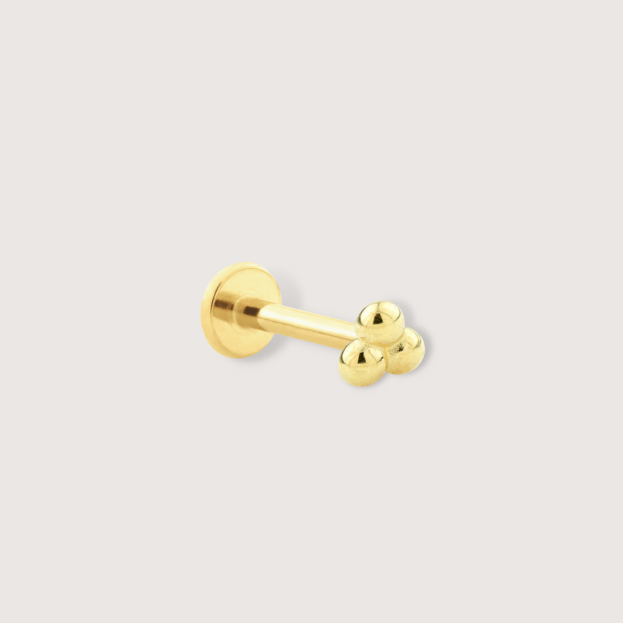 Trinity Ball Piercing Stud in 14K Solid Gold