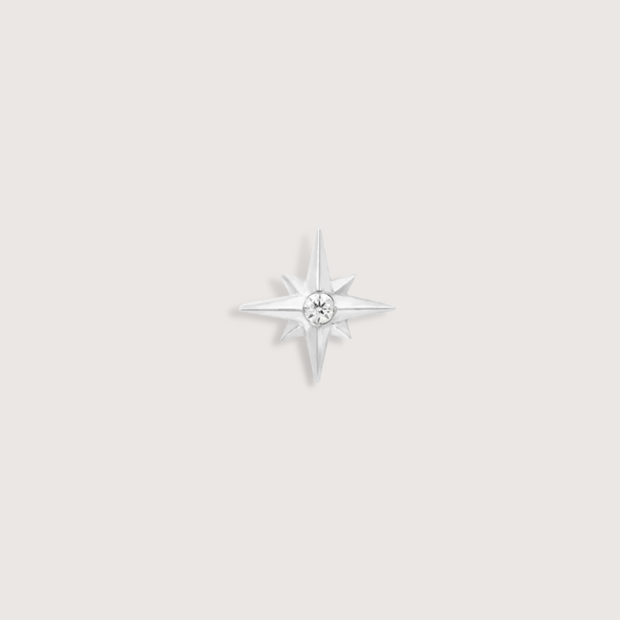Junipurr Stella Sparkle Piercing Stud in 14K Solid White Gold