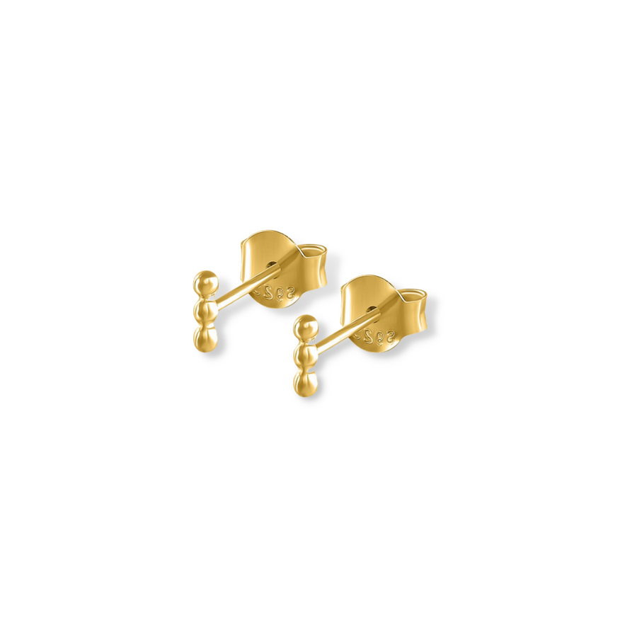 Beaded Bar Stud Earrings In Gold